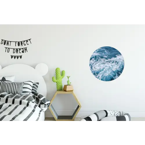 Golven - Oceaan - Blauw Wandcirkel aluminium klein -kinderkamer