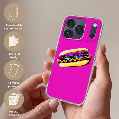 Hotdog - Roze - Retro Telefoonhoesje iPhone 17 Pro klein -sfeer3_NL