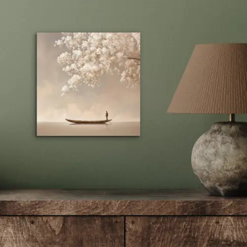 Bloesems - Wit - Boot - Minimalistisch aluminium wit klein -sfeer2