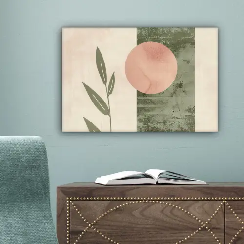 Geometrisch - Roze - Groen - Natuur canvas 2cm klein -sfeer4