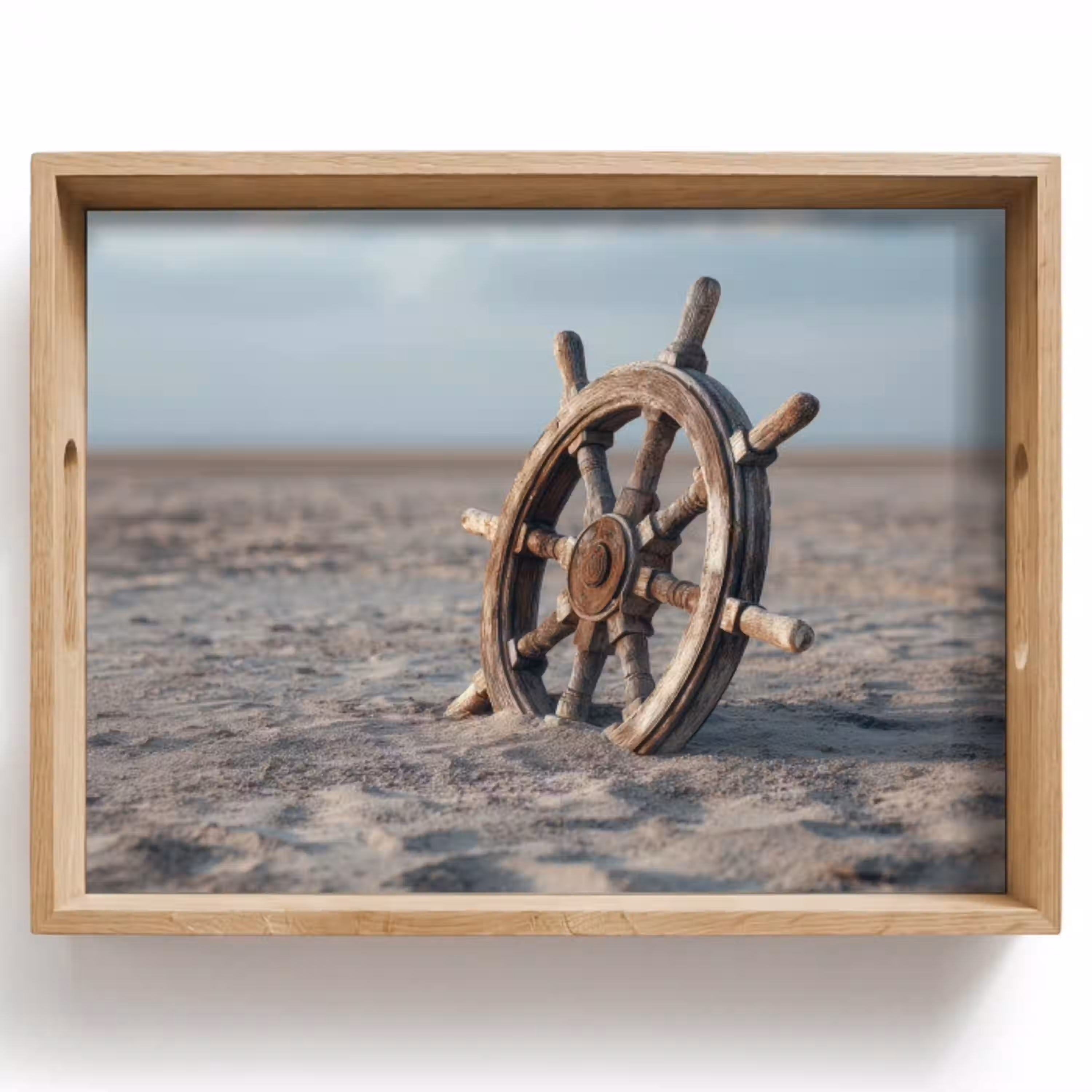 Scheepsstuur - Hout - Bruin - Zand Dienblad Rechthoek middel -z3d_shopping