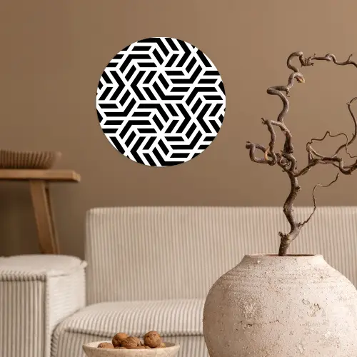 Design - Geometrie - Patroon - Zwart - Wit Wandcirkel behangsticker klein 186 -sfeer1