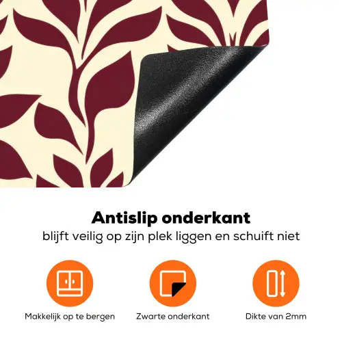 Abstract - Bladeren - Burgundy Inductie beschermer vinyl 3mm klein 276 -zzzzzzz-td-onderkant