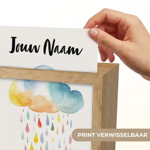 Wolk - Regen - Watercolor - Kleurrijk Light Box met kabel (Kinderlampje) klein -USP_websiteprintNL
