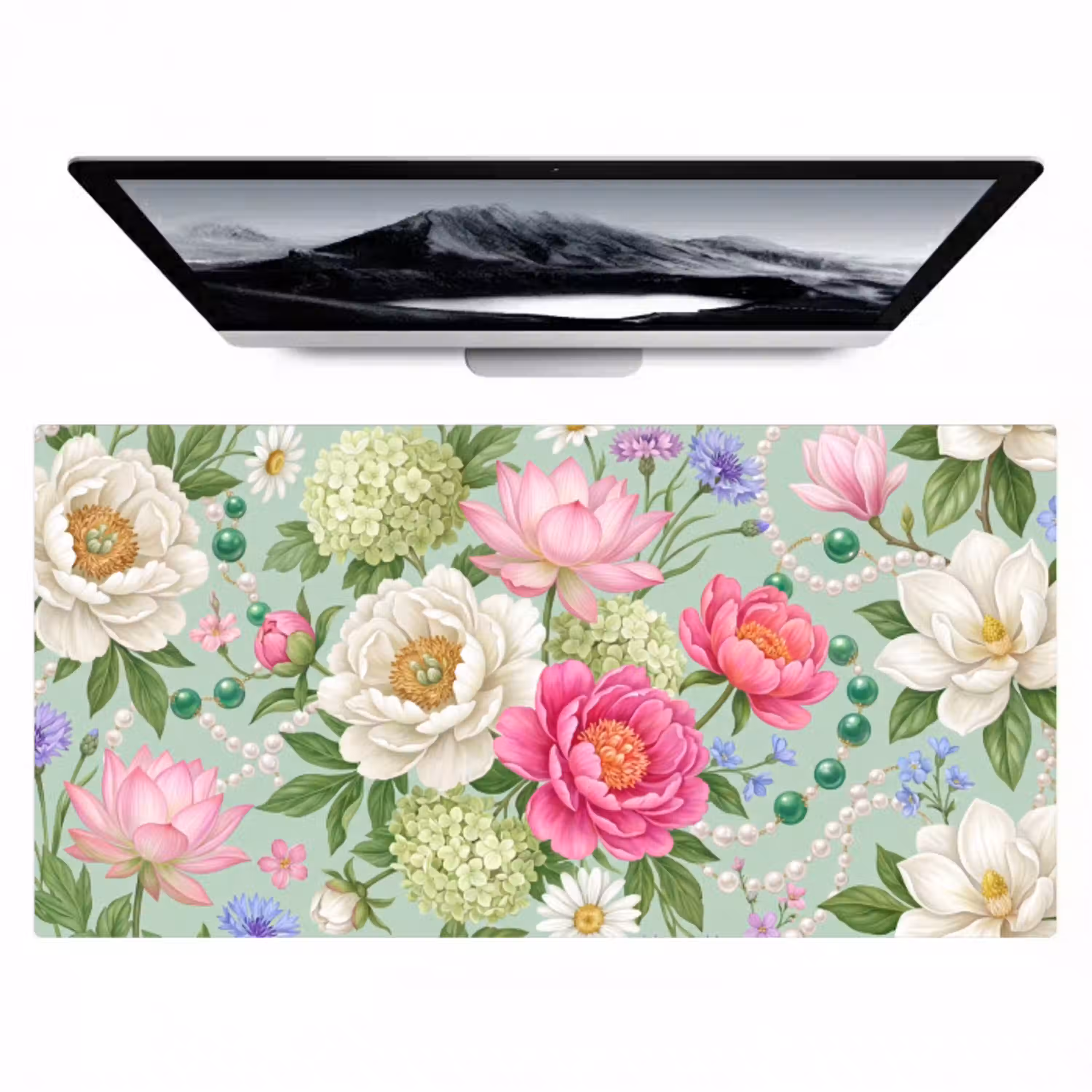Bloemen - Patroon - Botanisch - Groen Muismat XXL klein -zzz3d