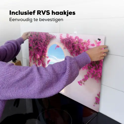 Zee - Roze - Bloemen - Poort Inductie beschemer met haakjes klein -ky-ophangen-nl