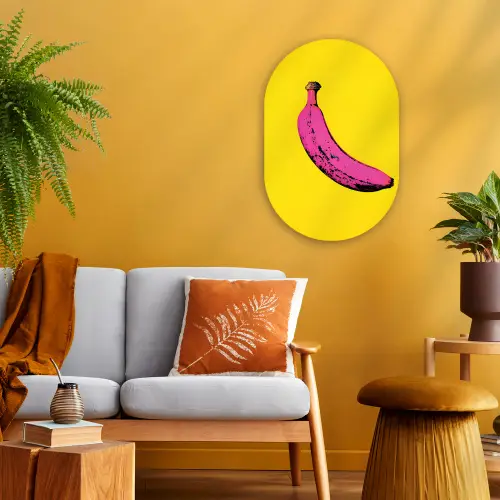 Banaan - Grafisch - Geel Wandcirkel Ovaal Forex klein -sfeer4