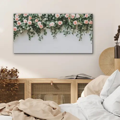 Bloemen - Muur - Rozen - Groen PET vilt middel -sfeer3