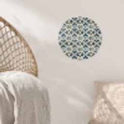 Tegel - Patroon - Blauw - Beige Wandcirkel behangsticker klein 186 -sfeer4