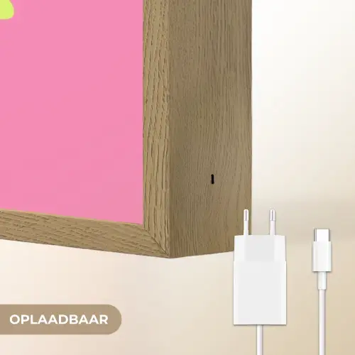 Roze - Groene bonjour - Organisch Light Box met batterij (Wandlamp) middel -USP_websiteoplaadbaarNL