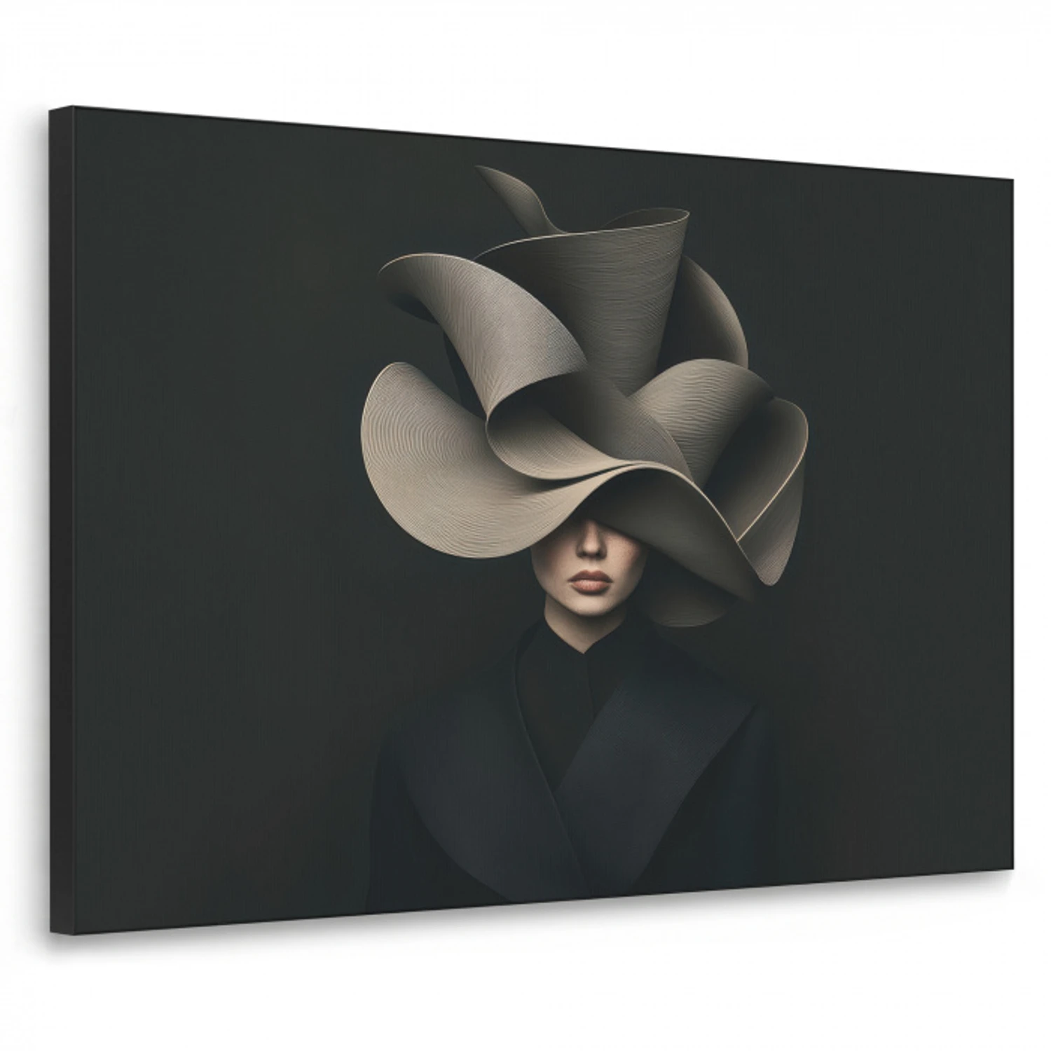 Zwarte - Hoed - Vrouw Textielframe zwart klein -3d