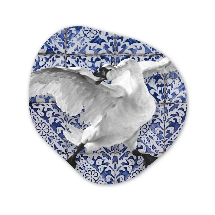 Zwaan - Kunst - Delfts blauw - Schilderij - Oude meesters Wandcirkel Organisch Forex 3mm klein -3d