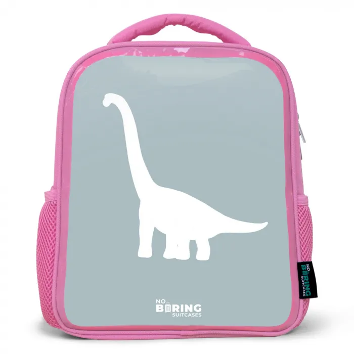 Blauw met Brachiosaurus dino Kinderrugzak - Roze middel -3d