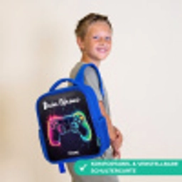 Neon - Controller - Verfspatten - Game Kinderrugzak - Blauw middel -sfeer3_DE