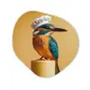 Ijsvogel - Pilaar - Koksmuts - Vogel Wandcirkel Organisch Aluminium middel -3d
