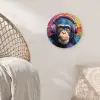 Graffiti - Chimpanzee - Street art - Koptelefoon - Aap Wandcirkel kunststof plaat 5mm dik klein -sfeer5