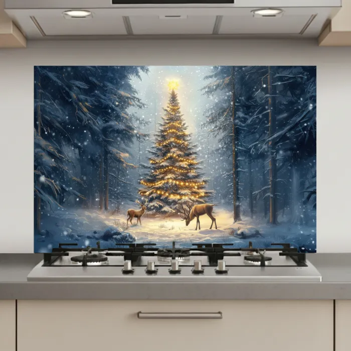 Kerstlicht - Woud - Hert - Donker keuken achterwand spatscherm klein -3d_website