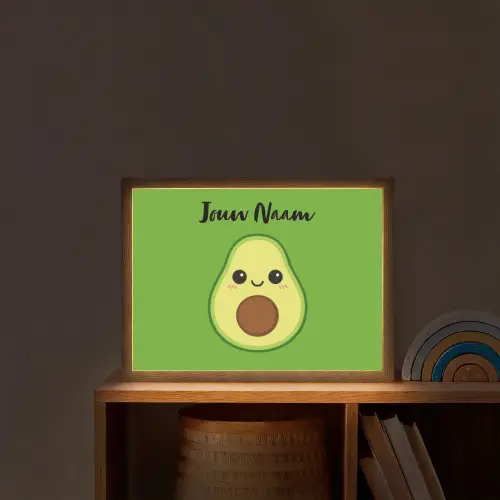 Avocado - Groen - Pit - Gezichtje Light Box met batterij (Wandlamp kind) middel -sfeer1_kind