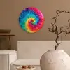Regenboog - Tie dye - Kleurrijk - Blauw Wandcirkel kunststof plaat 5mm dik klein -sfeer1