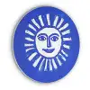 Zon - Gezicht - Penseelstructuur - Blauw Akoestische PET Vilt - Rond klein -3d