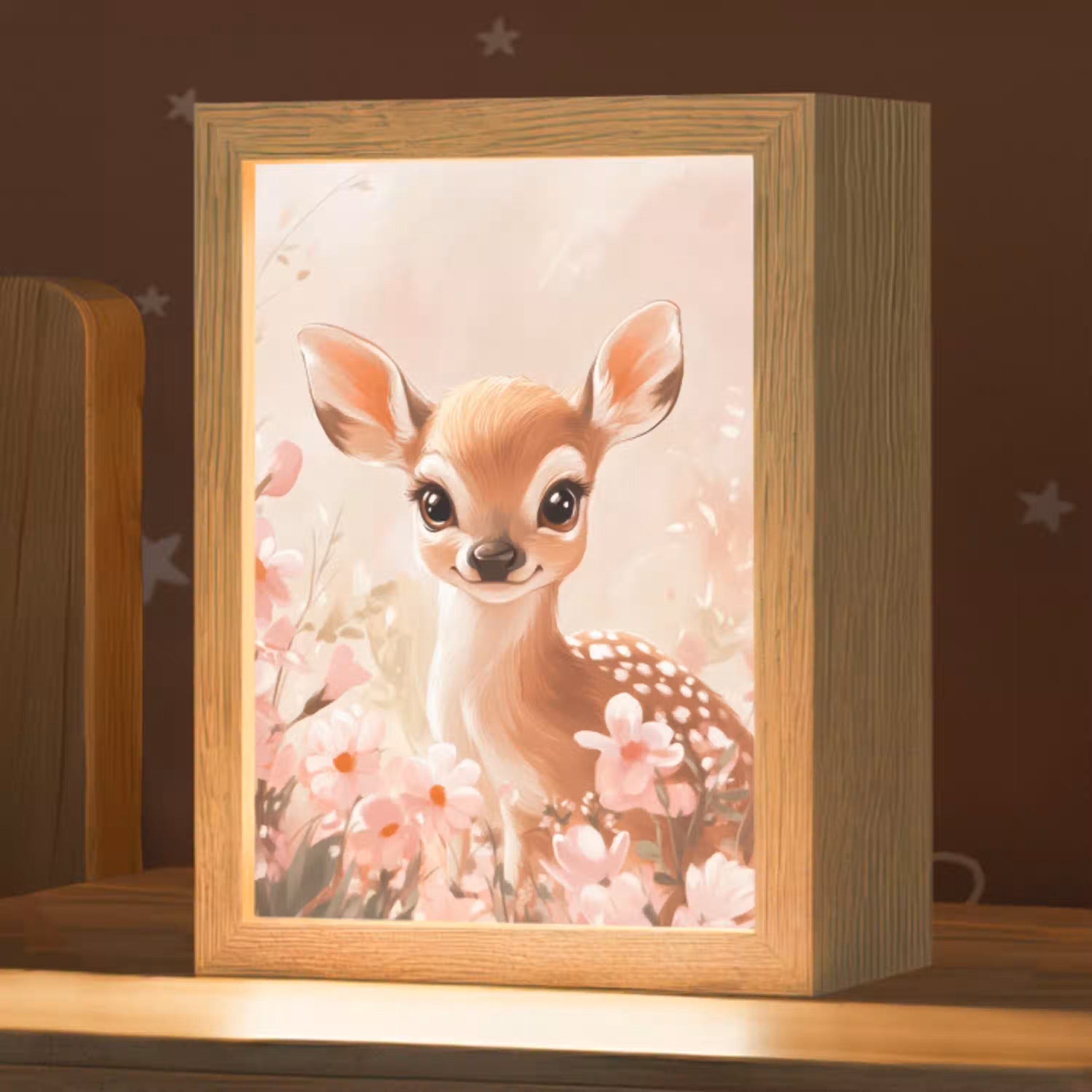 Hertje - Illustratie - Bloemen - Roze Light Box met kabel klein -zzz_3d_website