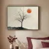 Boom - Zon - Modern - Landschap Textielframe zwart klein -sfeer1