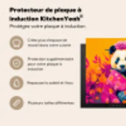 Kimono - Roze - Panda - Bloemenkroon Inductie beschermer vinyl 3mm middel -usfeer2_FR