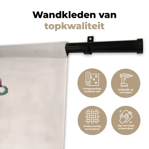 Kerstman - Kerst - Quote - Beige Wandkleed katoen klein -sfeer2