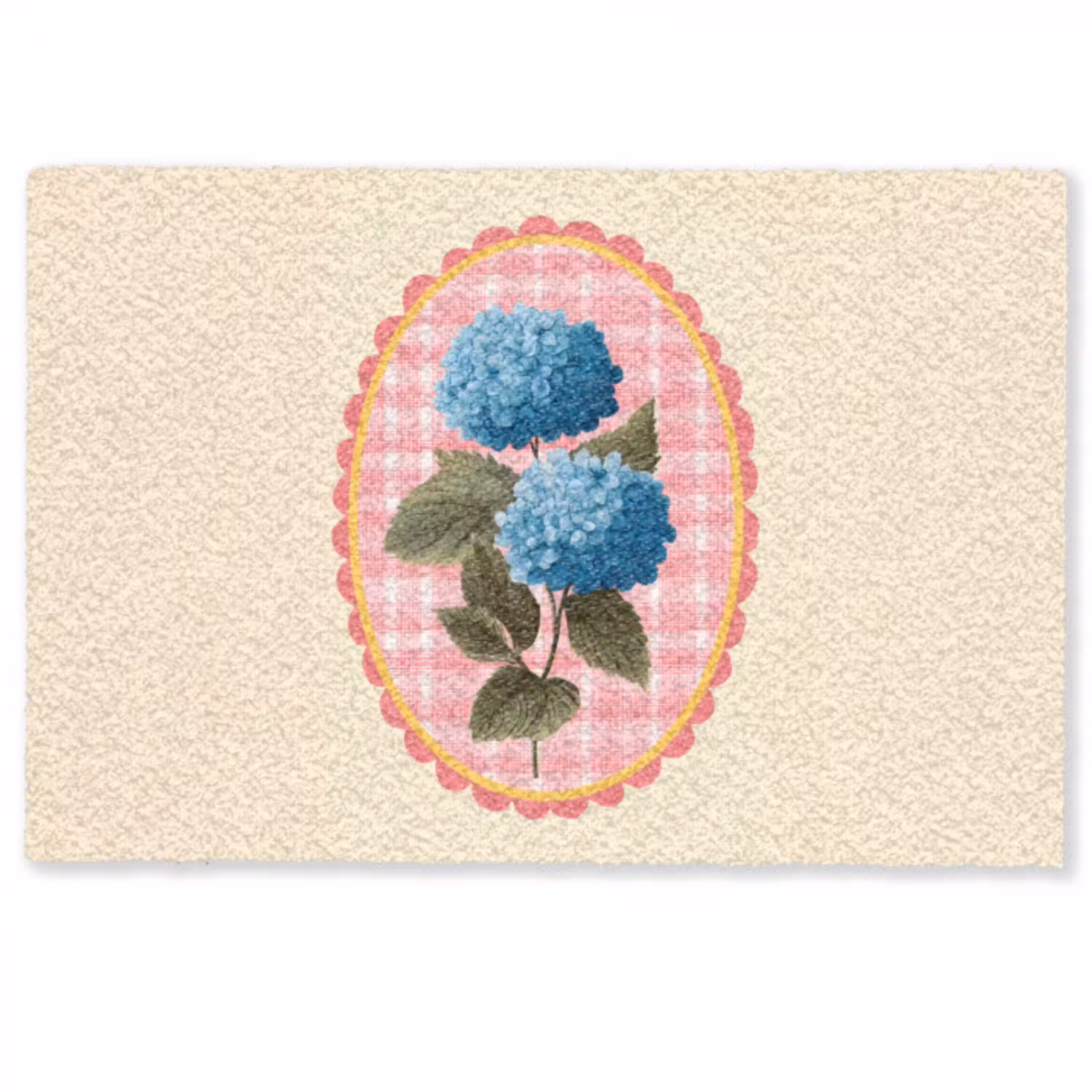 Bloemen - Blauw - Lijst - Bladeren Deurmat klein -zkaufland3d
