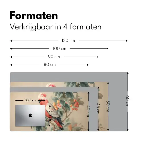 Roze kuifkaketoe - Tak met vruchten - Bladeren Muismat XXL klein -sfeer5