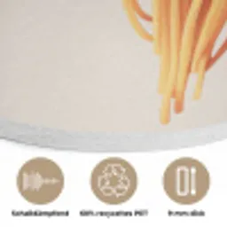Spaghetti - tomatensaus - Parmezaanse kaas Akoestische PET Vilt - Rond klein -closeup_DE