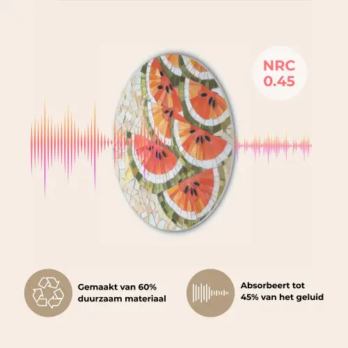 Mozaïek - Watermeloen - Rood - Pitten Akoestische PET Vilt - Rond klein -USP_NL