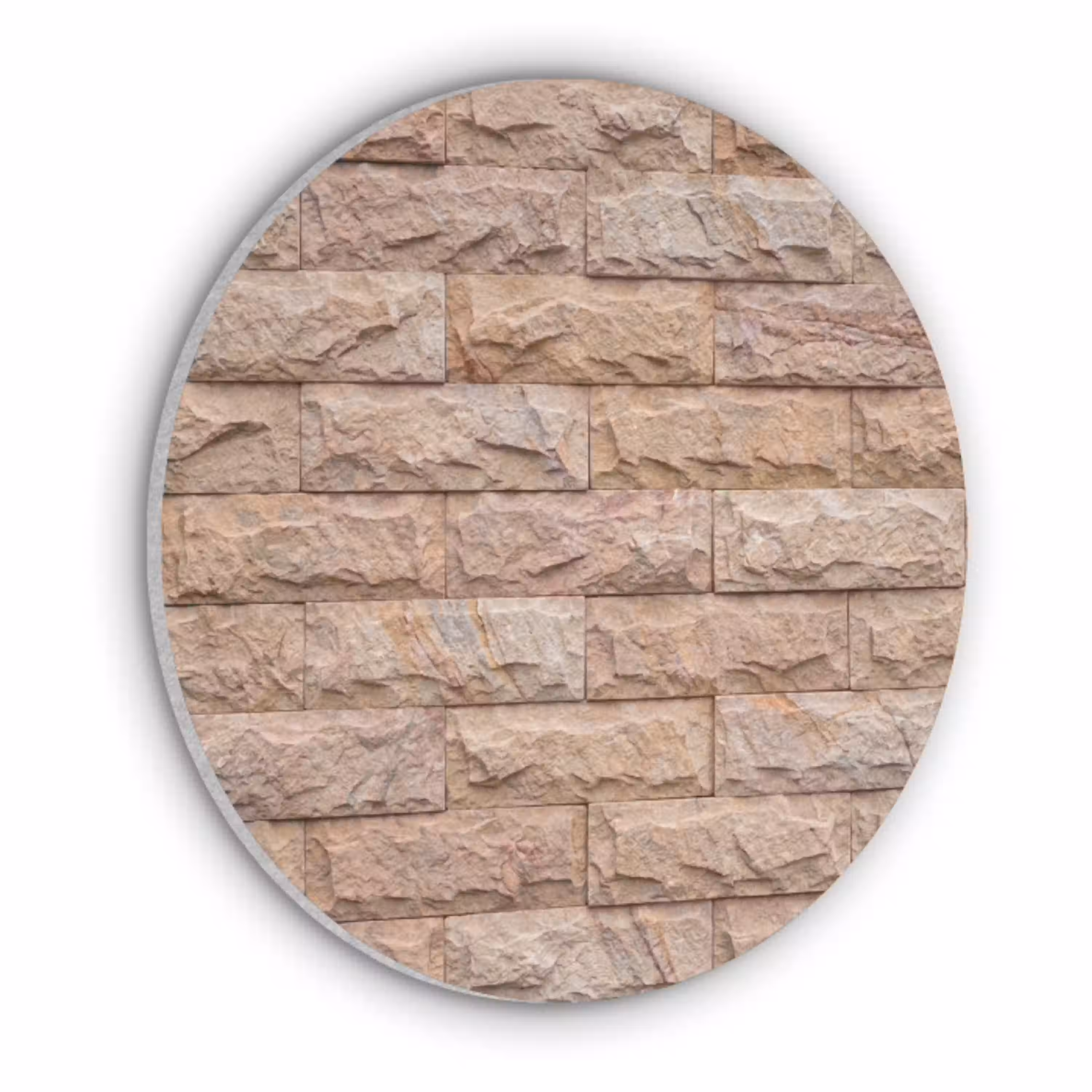 Muur - Steen - Ruw - Textuur - Beige Akoestische PET Vilt - Rond klein -3d