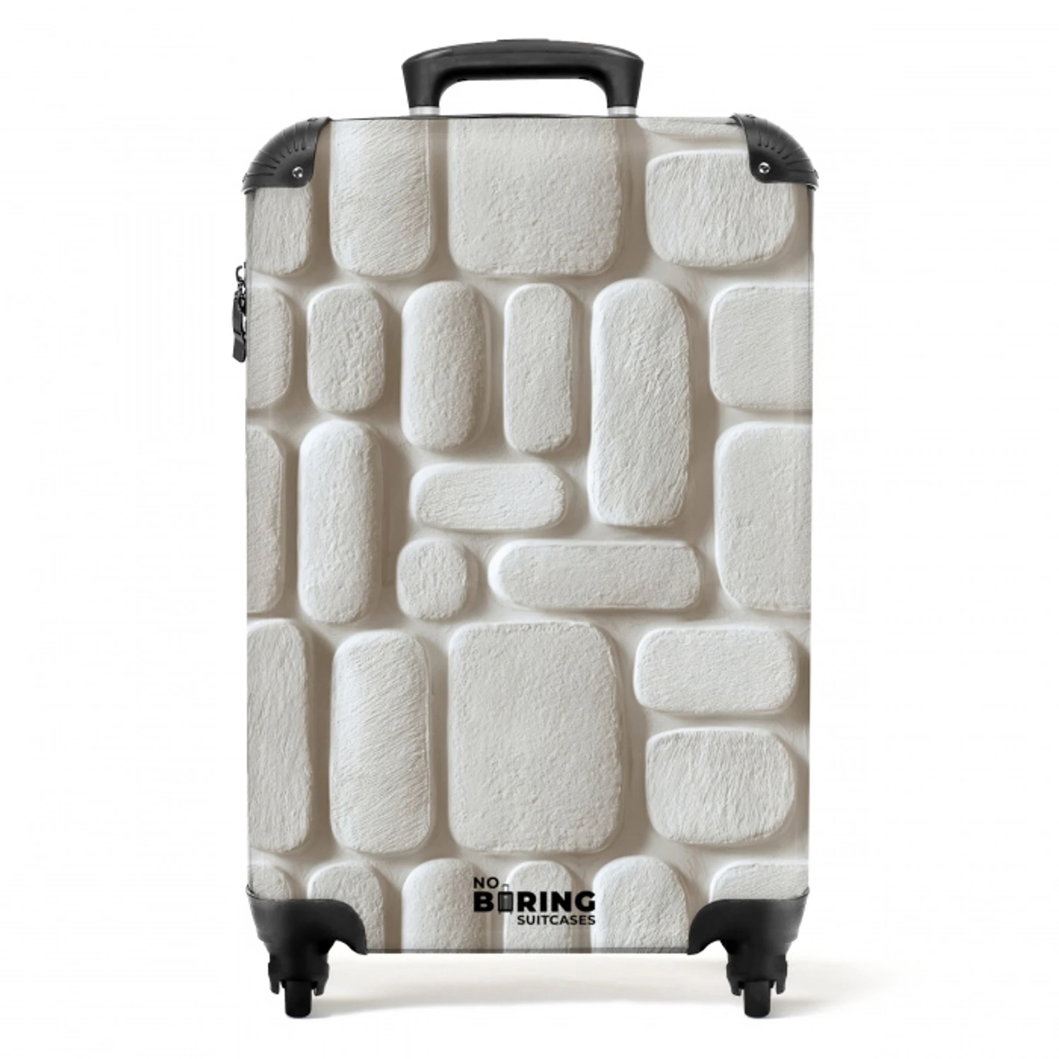 Reliëf - Structuur - Wit NBS - Handbagage koffer - Volwassenen Unisex middel -productfoto_recht