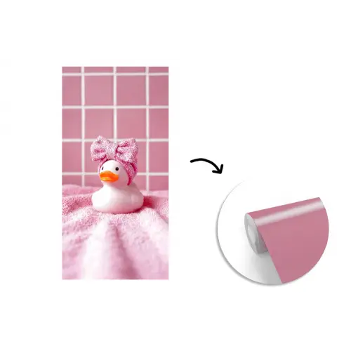 Badeend -Strik - Roze fotobehang vinyl groot -3d