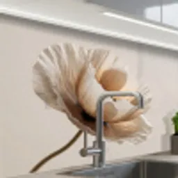 Bloem - Beige - Crème keuken achterwand 2 middel -zzzz3d_schuin