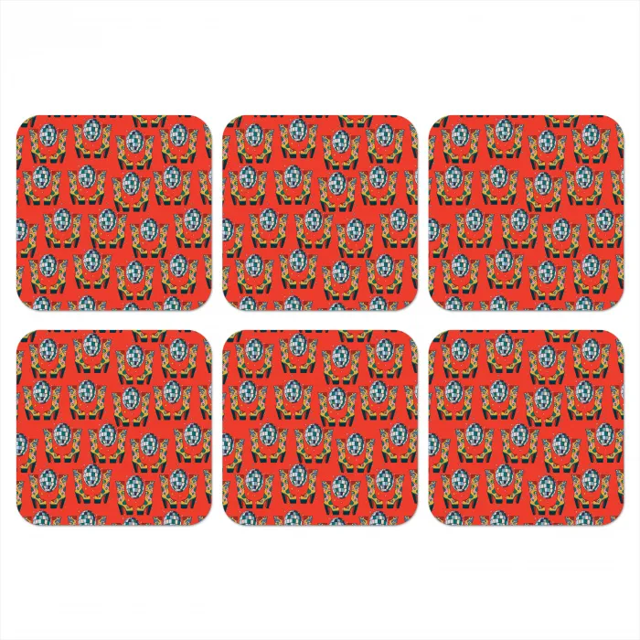 Rood - Disco - Patroon onderzetter kurk middel 366 -3d