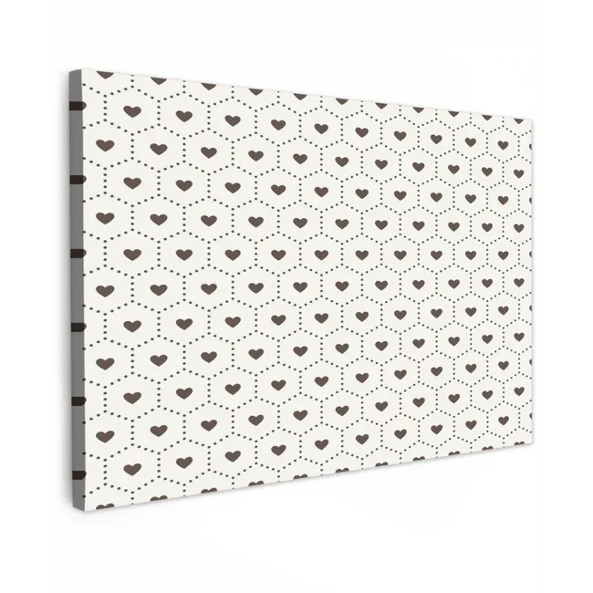 Buiten canvas - Hexagon - Patroon - Hartjes - Beige