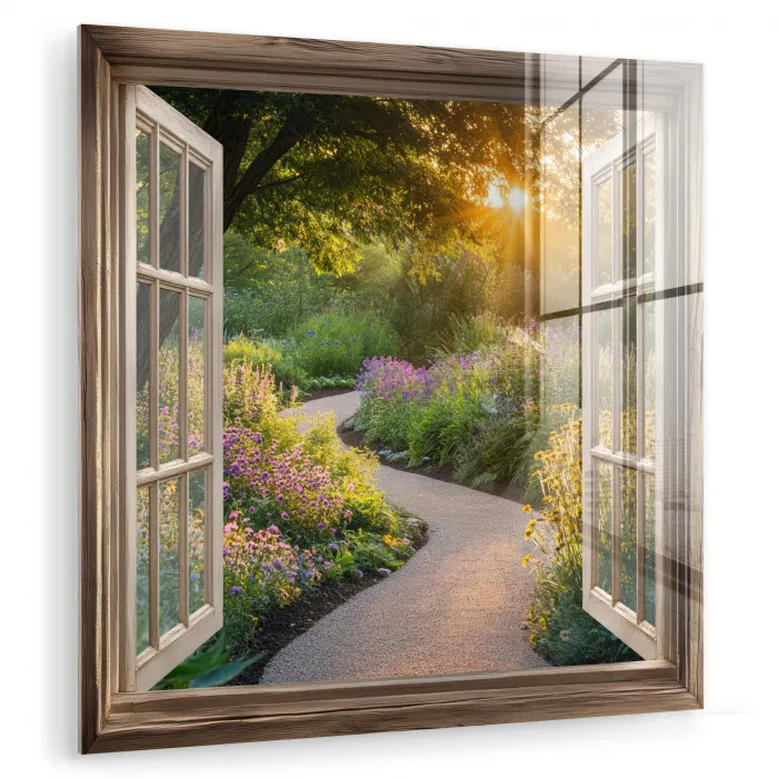Doorkijk - Bloemen - Natuur - Zon - Pad plexiglas 5mm klein -zzzproduct_nieuw