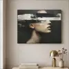 Gezicht - Vrouw - Zwart - Abstract Textielframe zwart klein -sfeer2