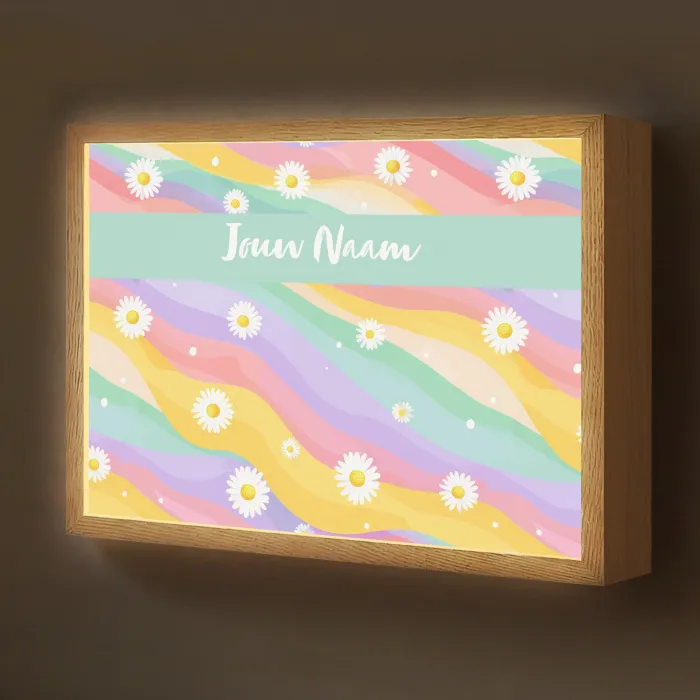 Madeliefjes - Kleurrijk - Pastel Light Box met batterij (Wandlamp kind) middel -z3d_website