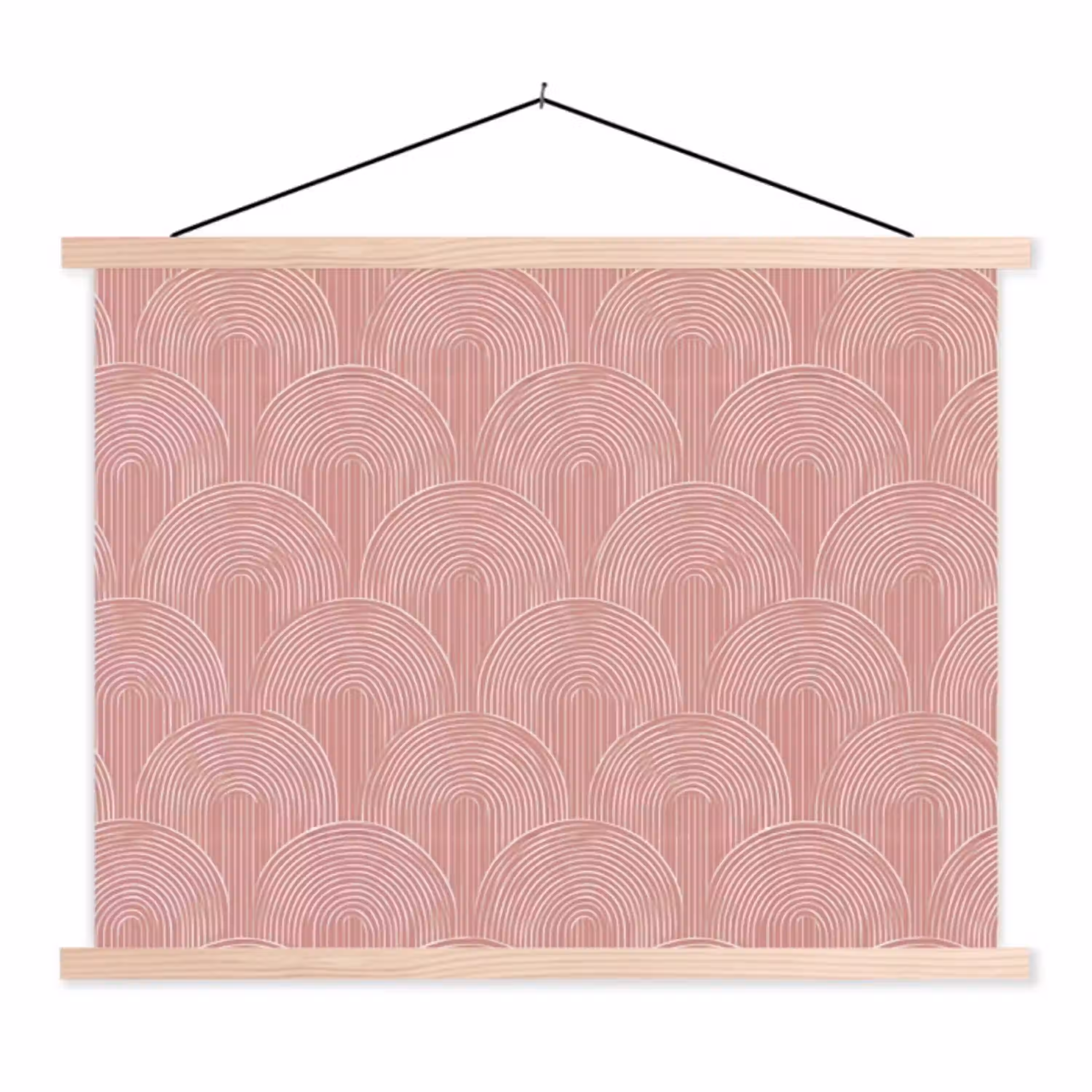 Oudroze - Bogen - Deco - Lijnen textielposter latten blank klein 122 -3d