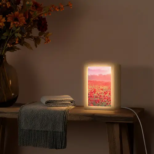 Bloemen - Klaprozen - Rood - Bloemenveld Light Box met kabel (Tafellamp) klein -sfeer4