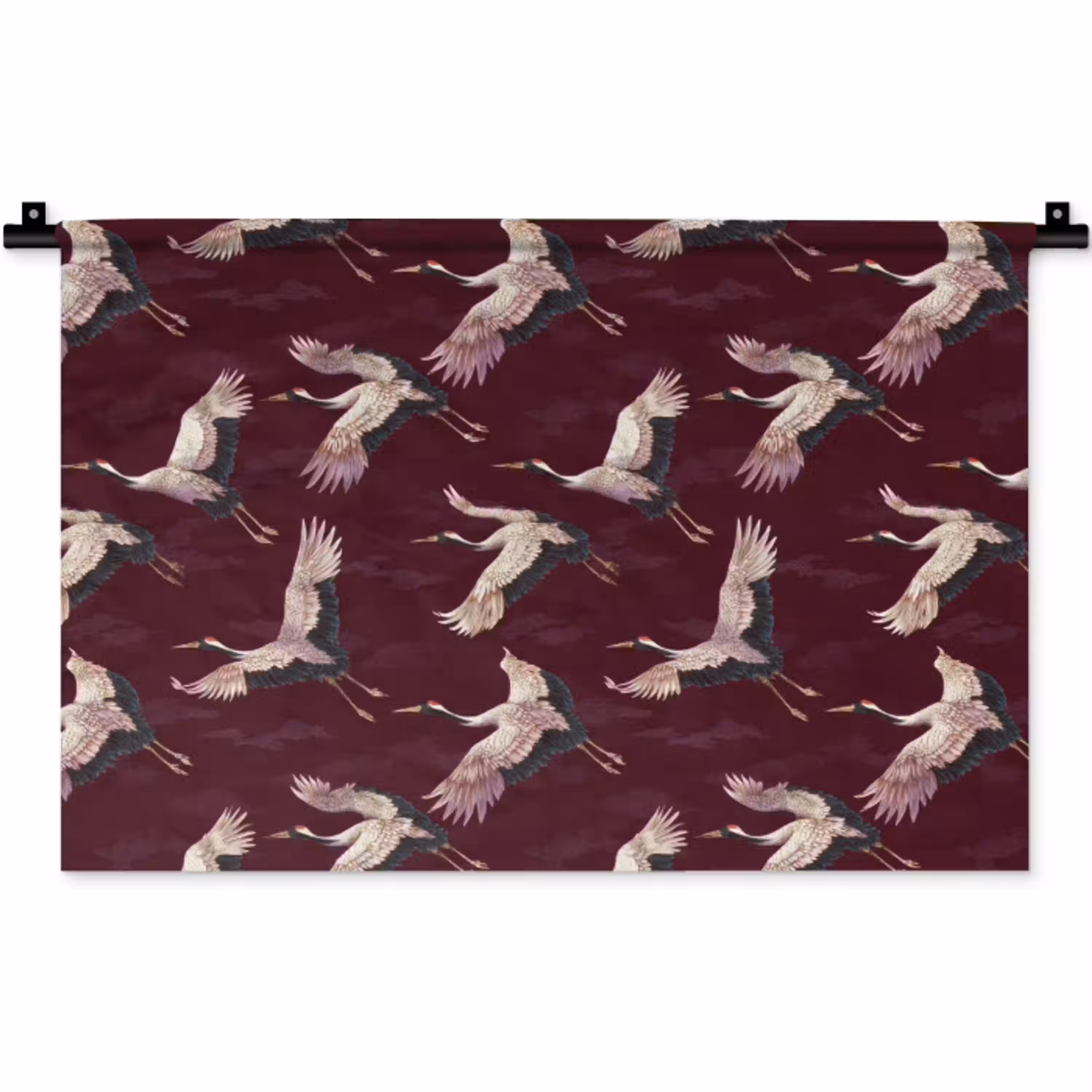 Kraanvogels - Klassiek - Bordeaux Wandkleed katoen klein 269 -zz3d