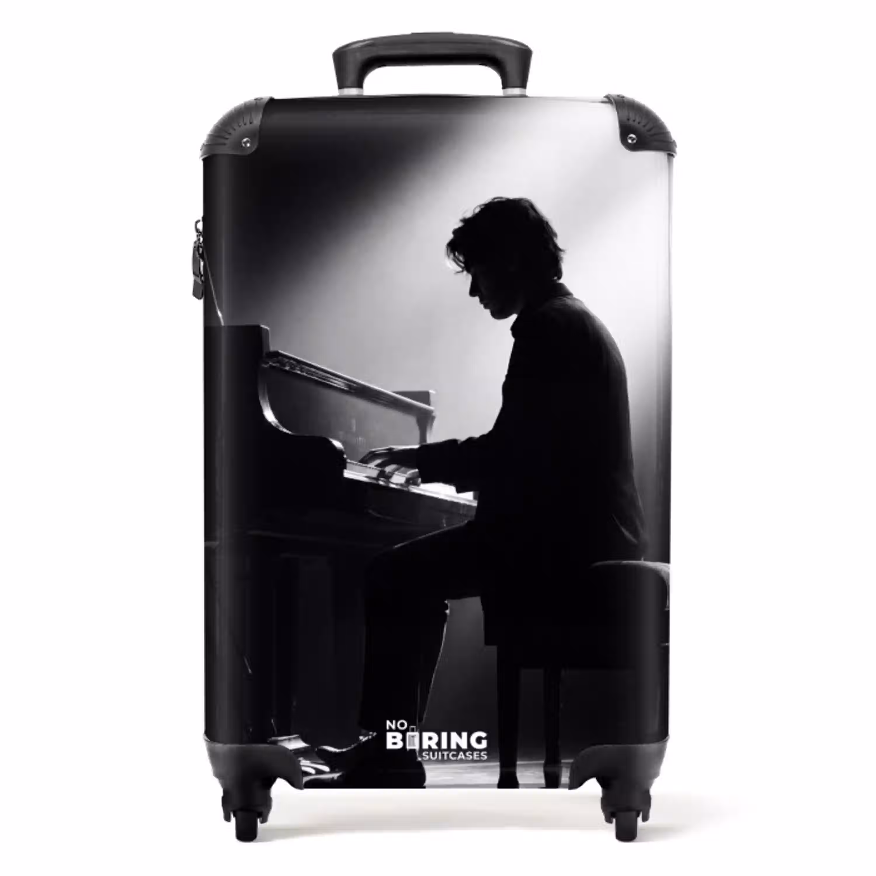 Persoon - Piano - Muziek - Zwart-wit - Podium NBS - Handbagage koffer - Volwassenen Unisex middel -productfoto_recht