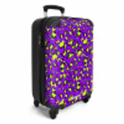 Panterprint in limoengroen op paarse achtergrond NBS - Handbagage koffer - Volwassenen Unisex middel -productfoto_3d