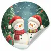 Sneeuwpop - Kerstsneeuw - Groen - Rood Wandcirkel behangsticker klein -3d