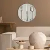 Zilver - Bestek - Hout Akoestische PET Vilt - Rond klein -sfeer1