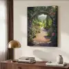 Doorkijk - Bloemen - Natuur - Rozenboog Textielframe zwart klein -sfeer3