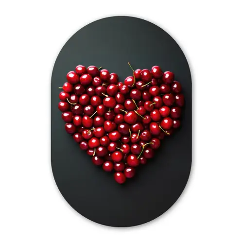 Kersen - Hart - Rood - Zwart Wandcirkel Ovaal Forex klein -3d